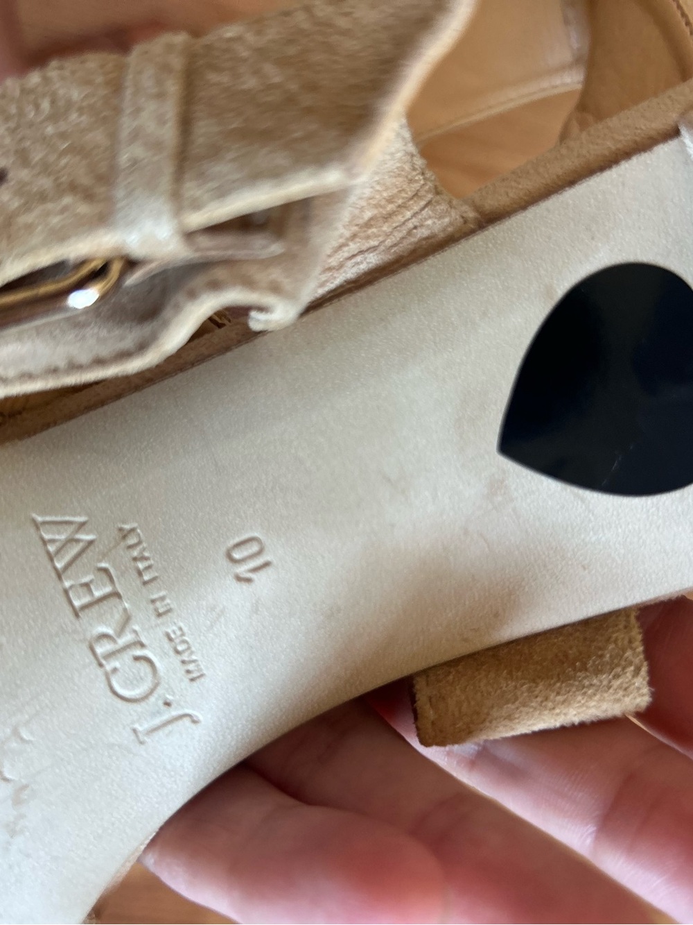 J. Crew real leather Beige LUCCA Suede Sandals cross strappy Buckle 10 - Picture 4 of 6